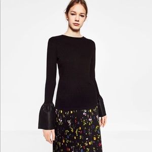Zara long sleeve top with flared cuffs